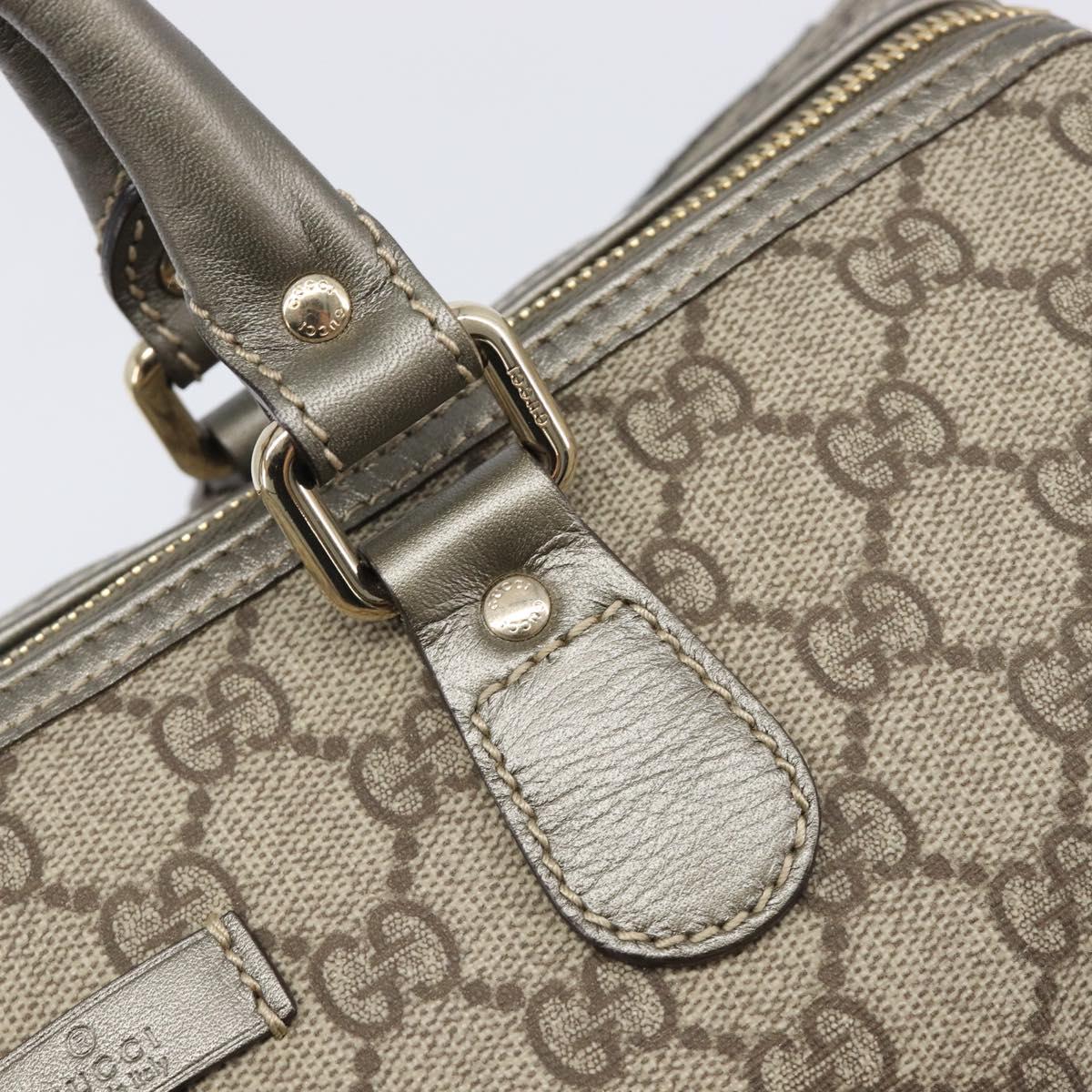 GUCCI GG Supreme Boston Bag PVC Beige Gold Tone 189895 Auth 202805V