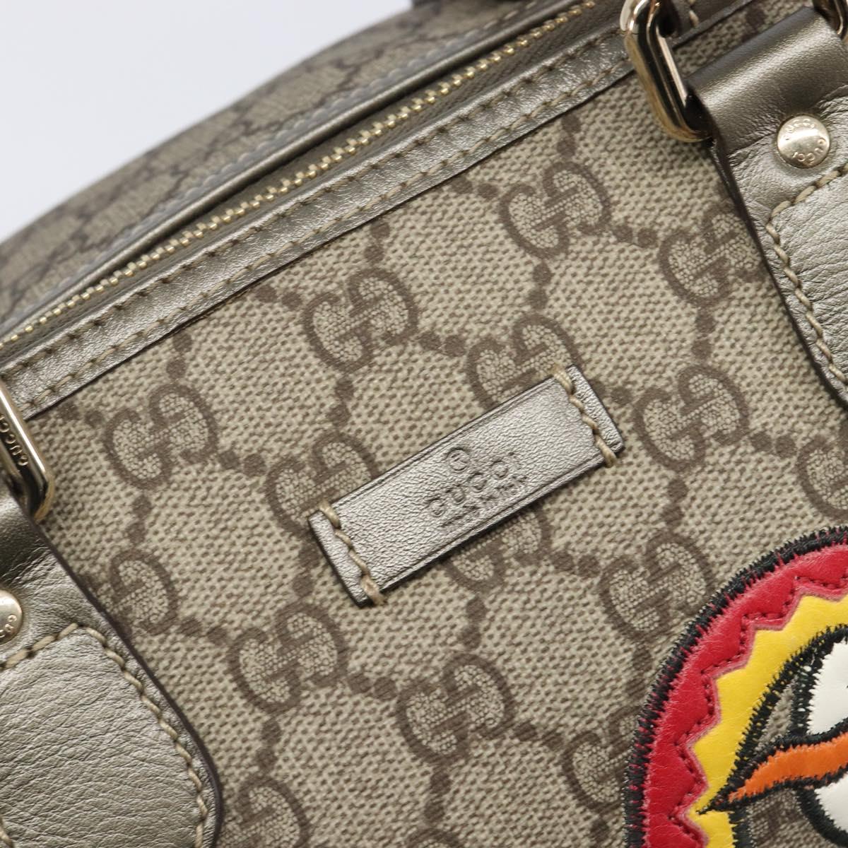GUCCI GG Supreme Boston Bag PVC Beige Gold Tone 189895 Auth 202805V