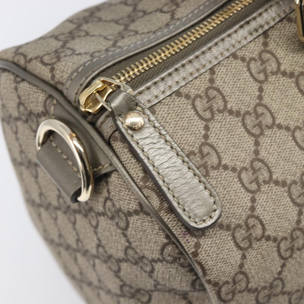 GUCCI GG Supreme Boston Bag PVC Beige Gold Tone 189895 Auth 202805V