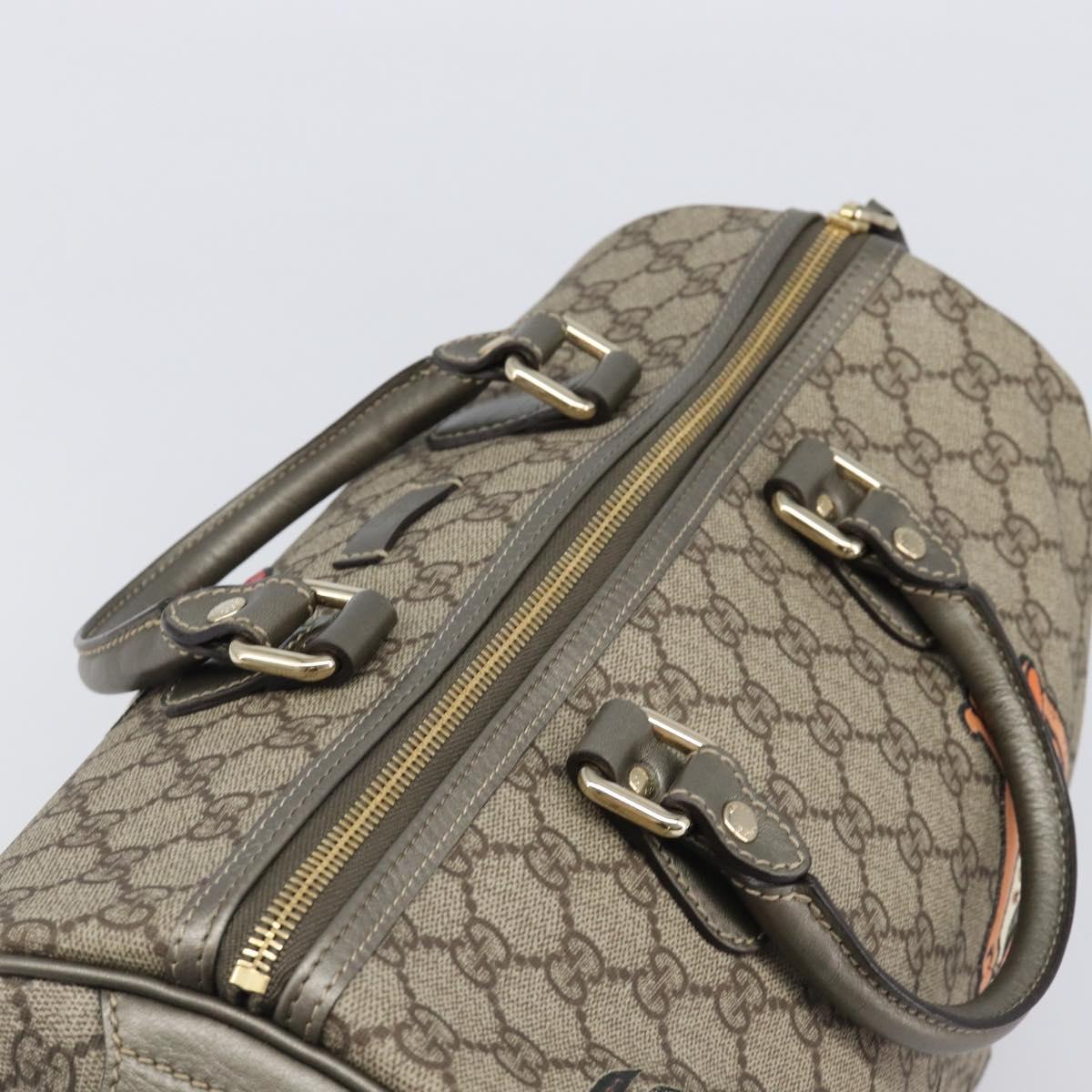 GUCCI GG Supreme Boston Bag PVC Beige Gold Tone 189895 Auth 202805V