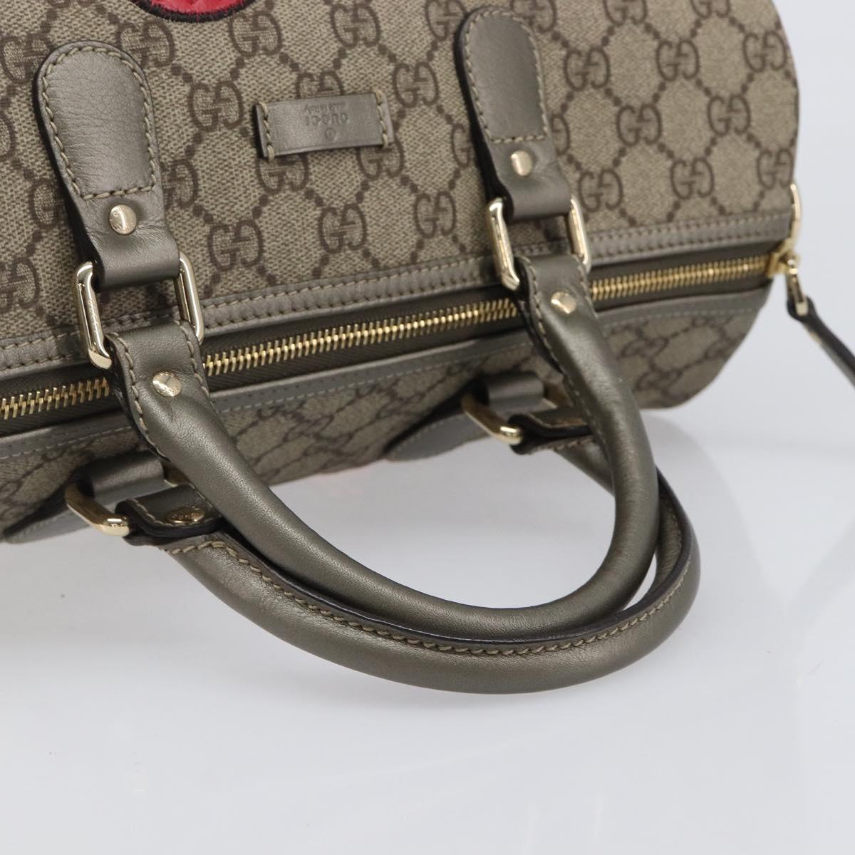 GUCCI GG Supreme Boston Bag PVC Beige Gold Tone 189895 Auth 202805V
