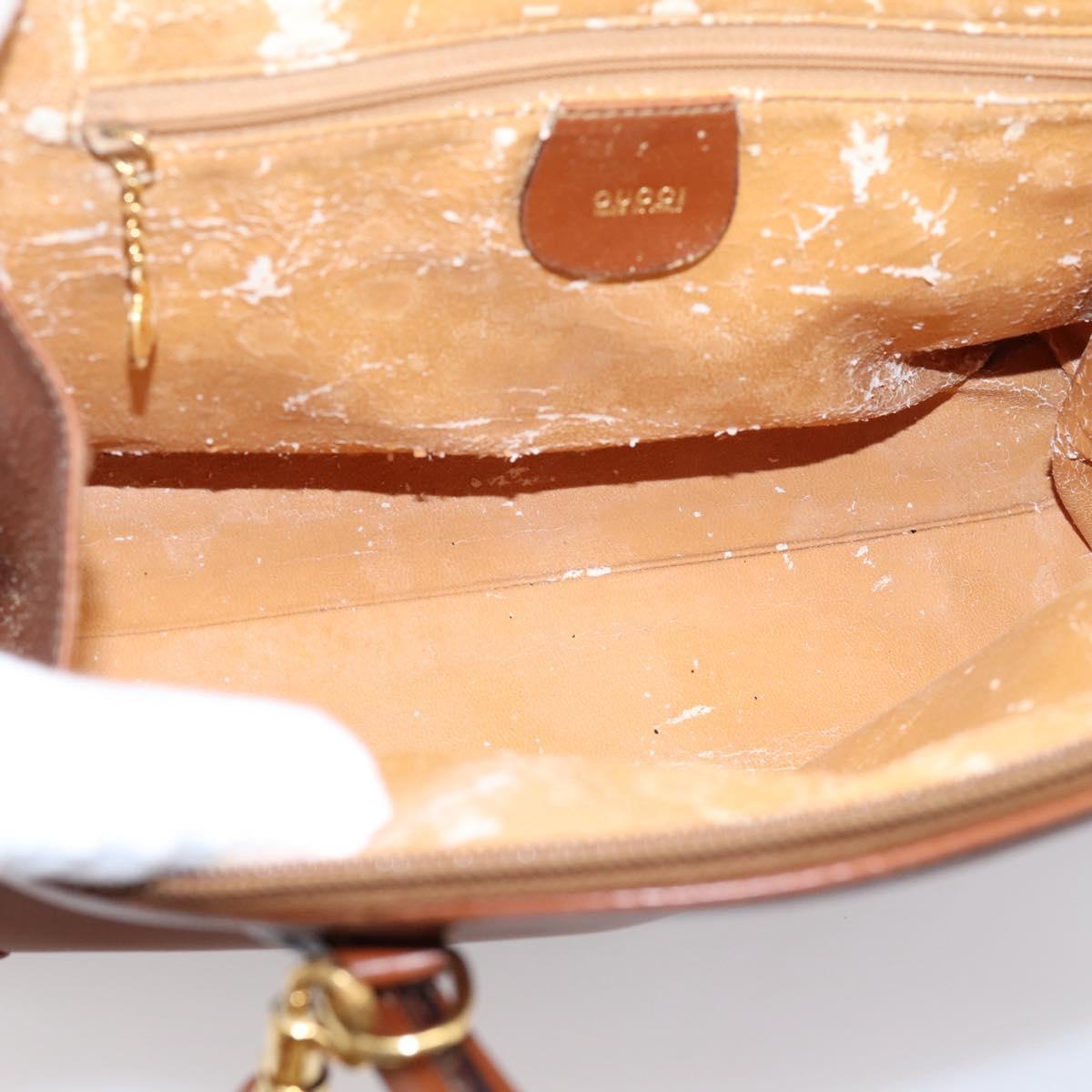 GUCCI Bamboo Hand Bag Leather 2way Brown Gold Tone 000 2865 0272 Auth 202817