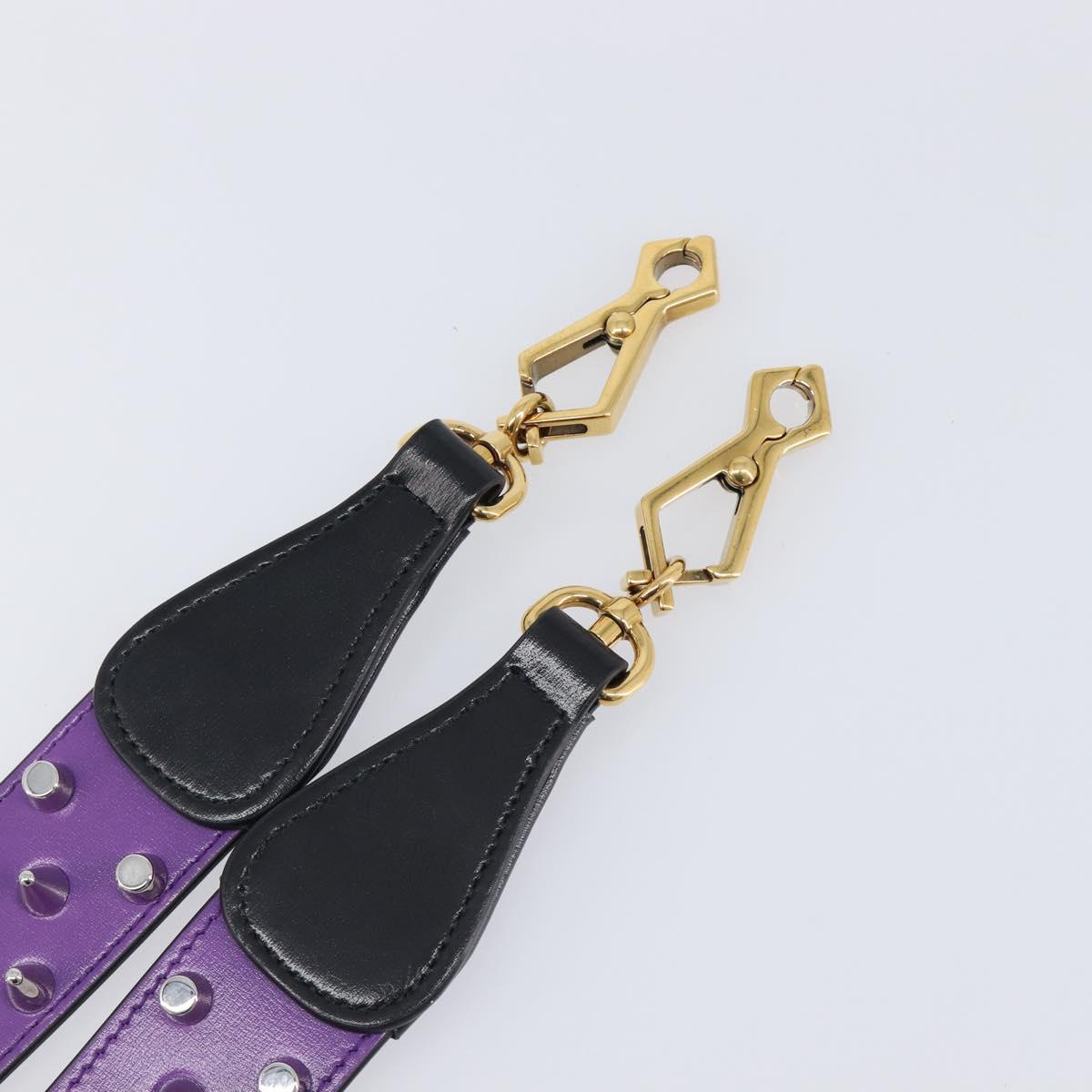 GUCCI Shoulder Strap Leather Purple Black Auth 202818V