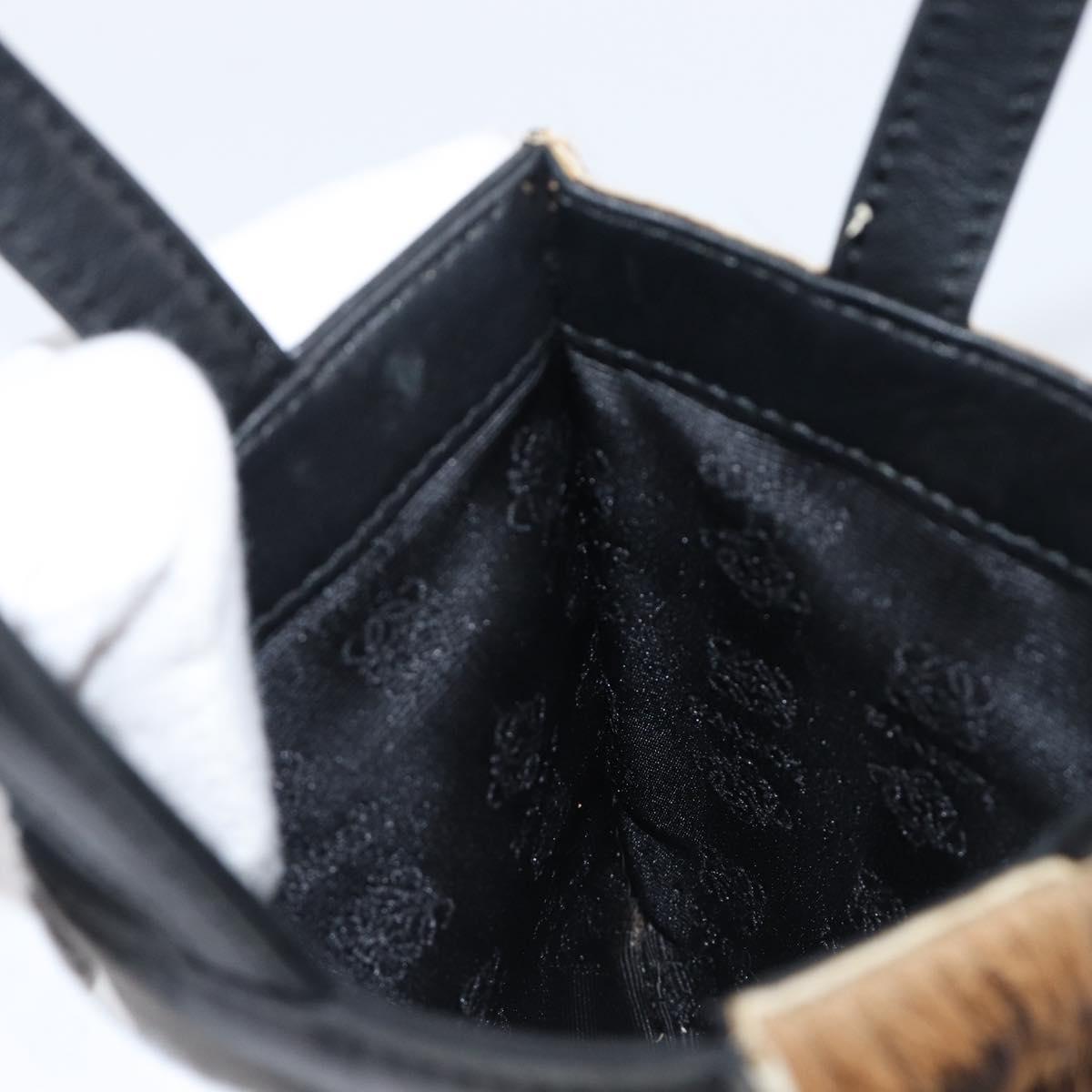 LOEWE Hand Bag Harako leather Brown Black Auth 202820