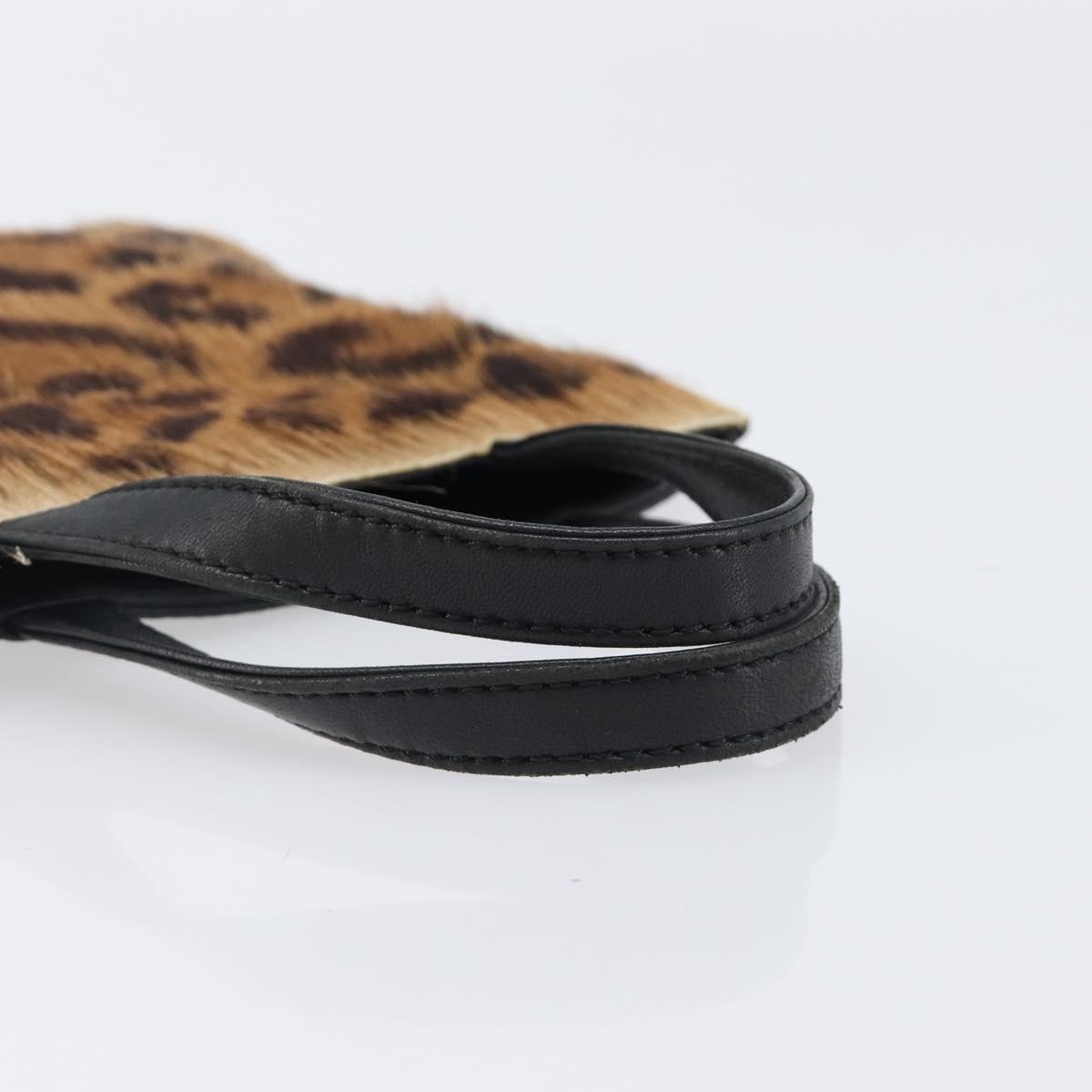 LOEWE Hand Bag Harako leather Brown Black Auth 202820