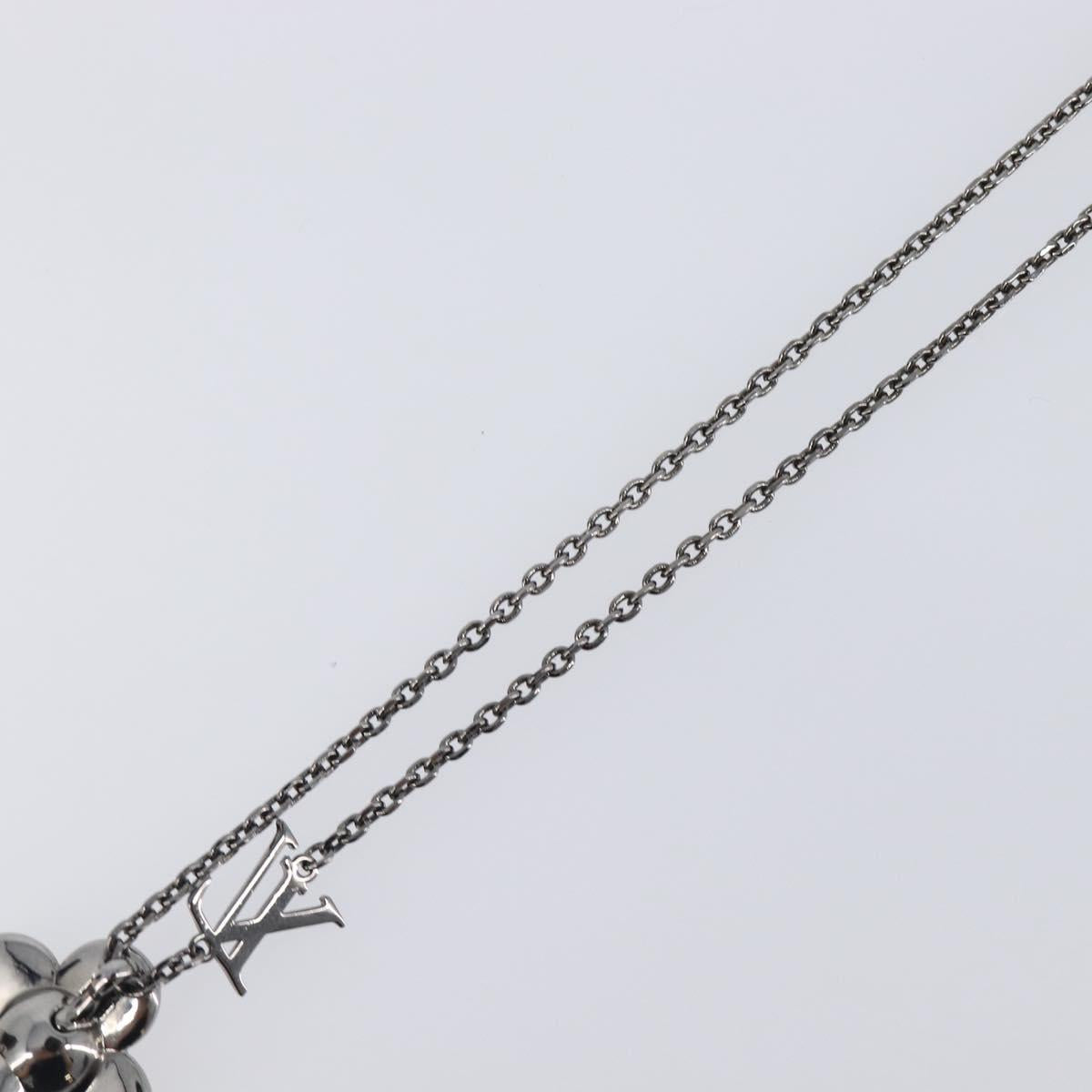 LOUIS VUITTON Pendant Vivienne Necklace Metal Black Silver M00831 Auth 202825M