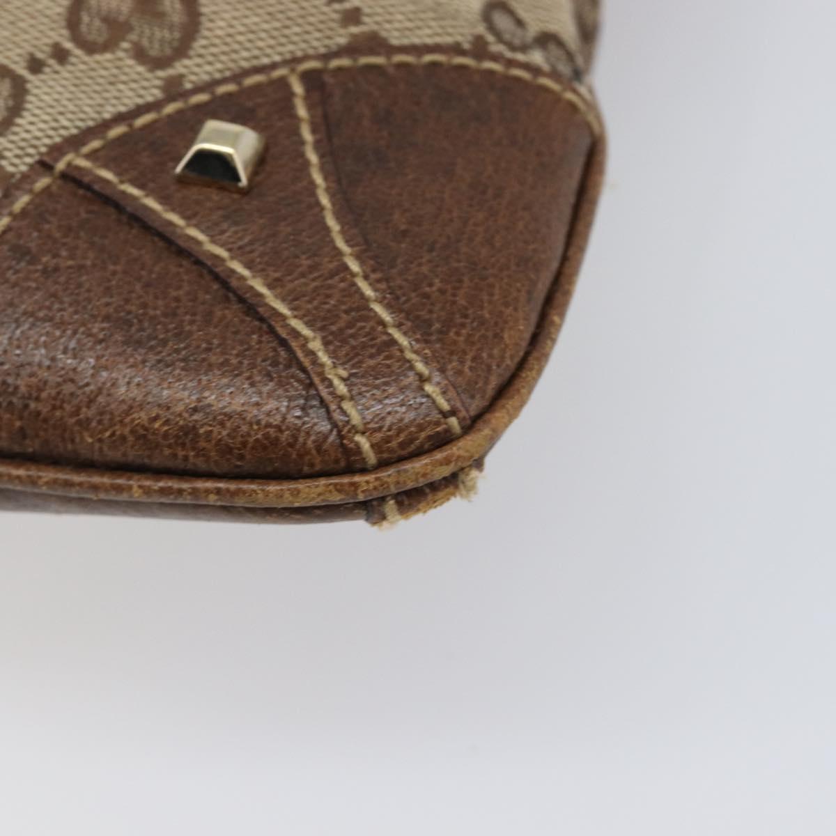 GUCCI GG Canvas Shoulder Bag Beige Gold Tone 120893 Auth 202831