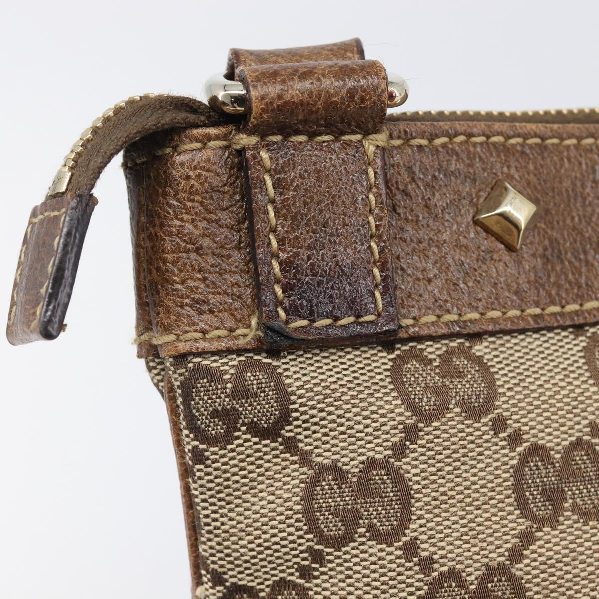 GUCCI GG Canvas Shoulder Bag Beige Gold Tone 120893 Auth 202831