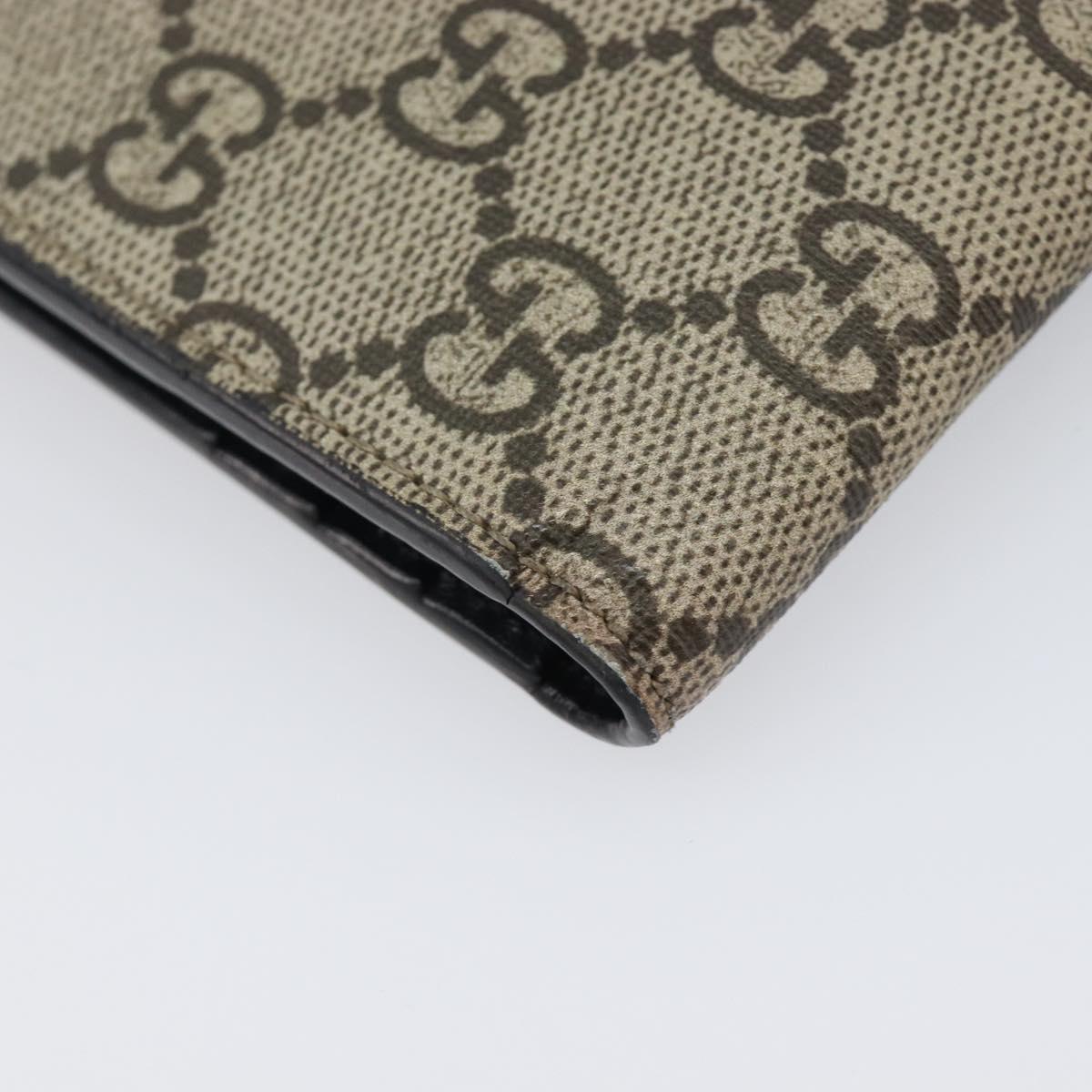 GUCCI GG Supreme Compact Wallet PVC Beige Silver 547083 Auth 202833M