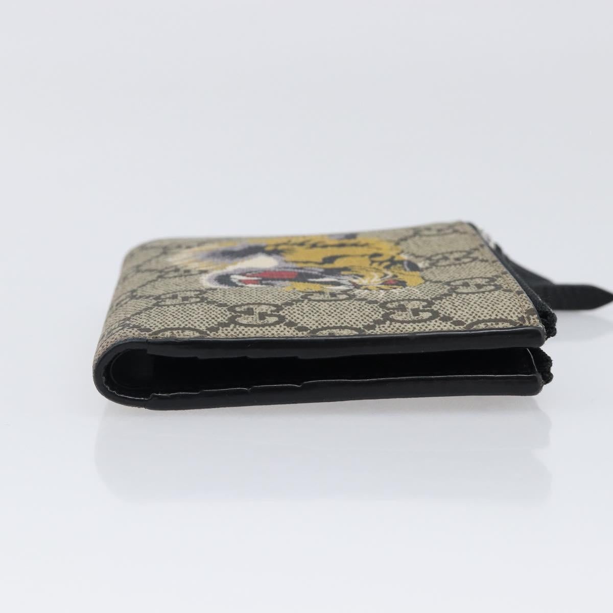 GUCCI GG Supreme Compact Wallet PVC Beige Silver 547083 Auth 202833M