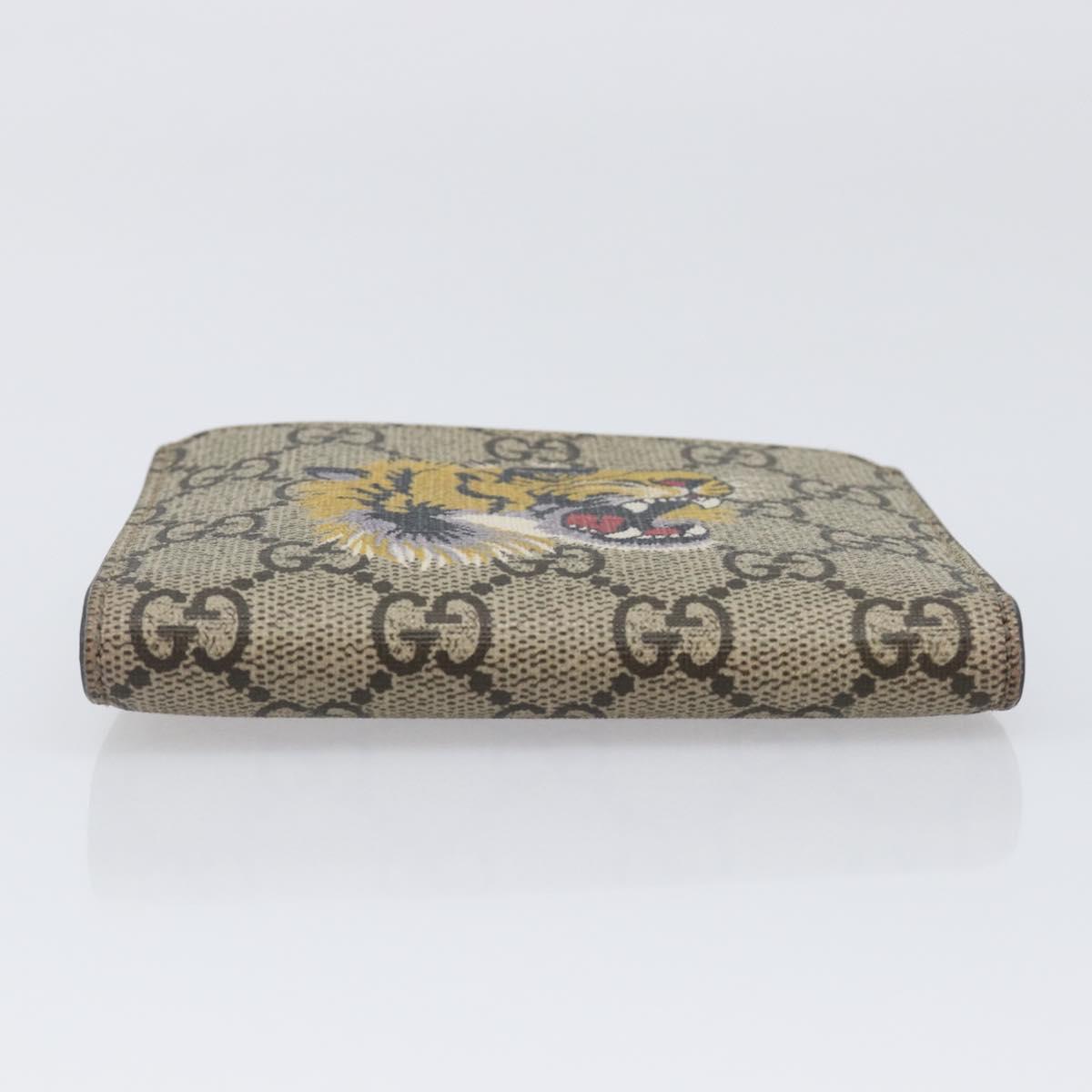 GUCCI GG Supreme Compact Wallet PVC Beige Silver 547083 Auth 202833M