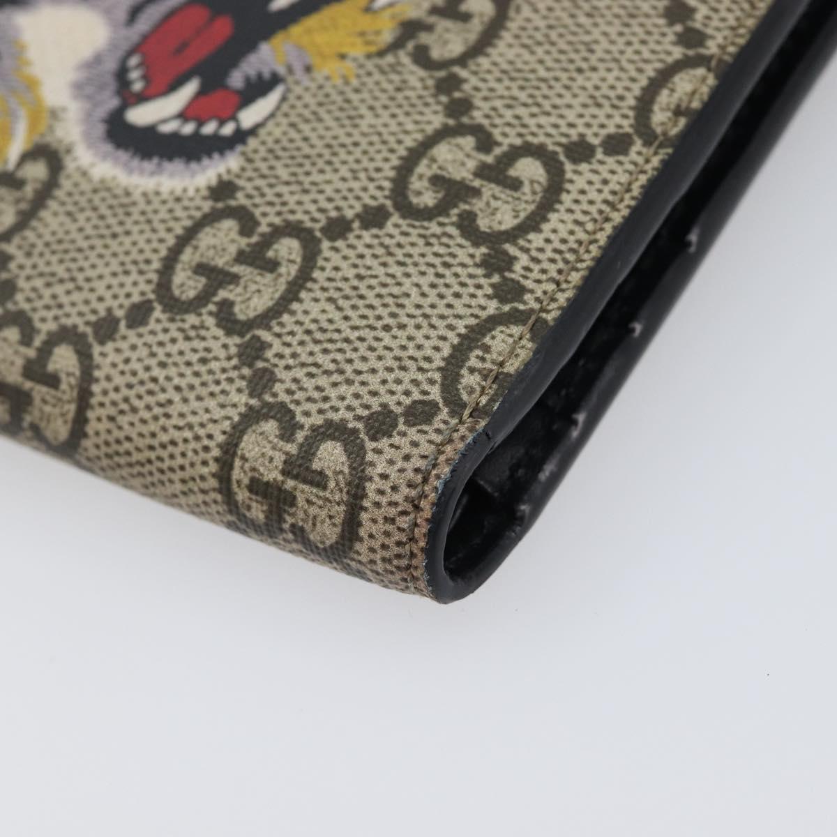 GUCCI GG Supreme Compact Wallet PVC Beige Silver 547083 Auth 202833M