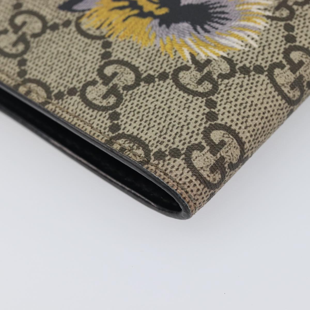 GUCCI GG Supreme Compact Wallet PVC Beige Silver 547083 Auth 202833M