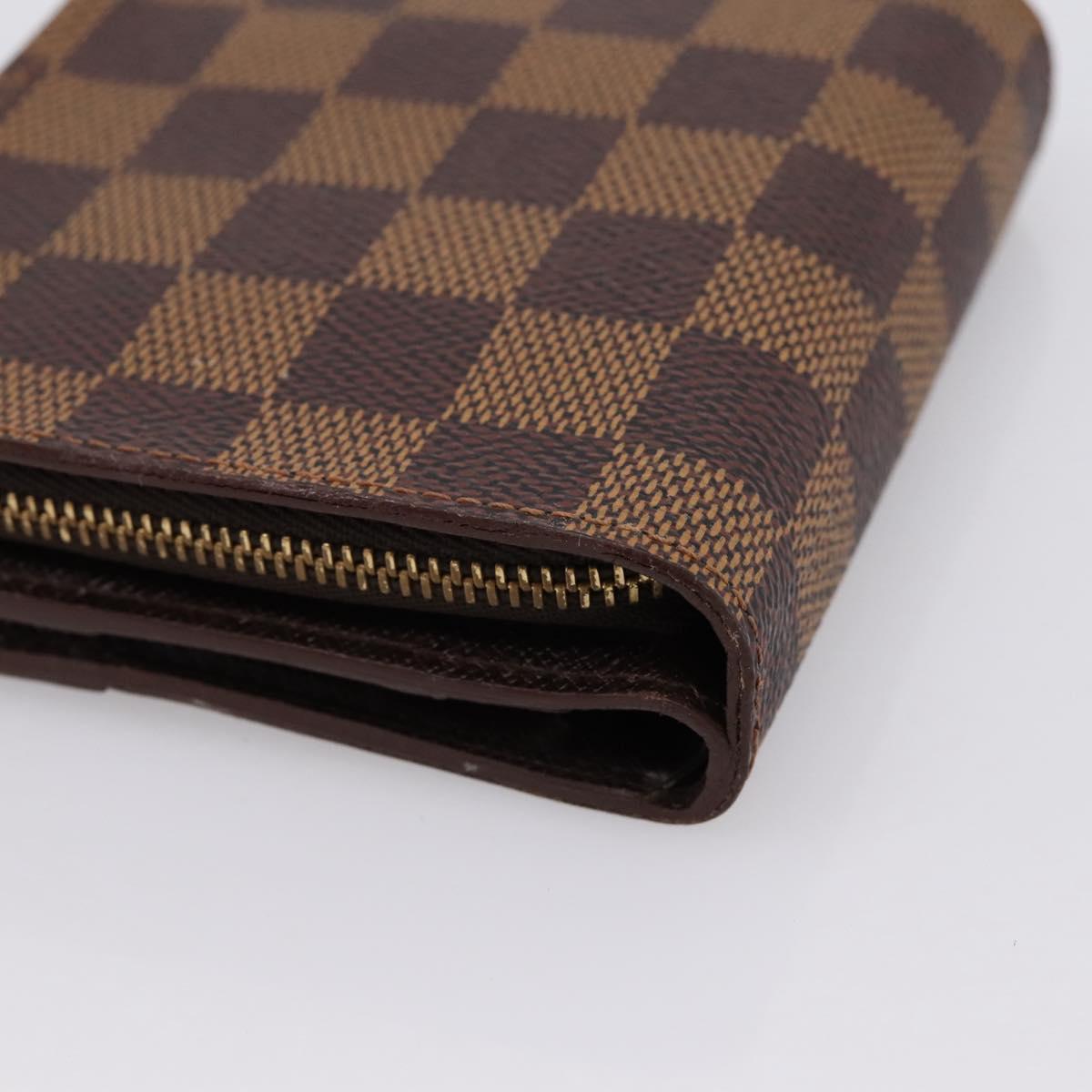 LOUIS VUITTON Damier Ebene Compact Zip Bifold Wallet N61668 LV Auth 202835