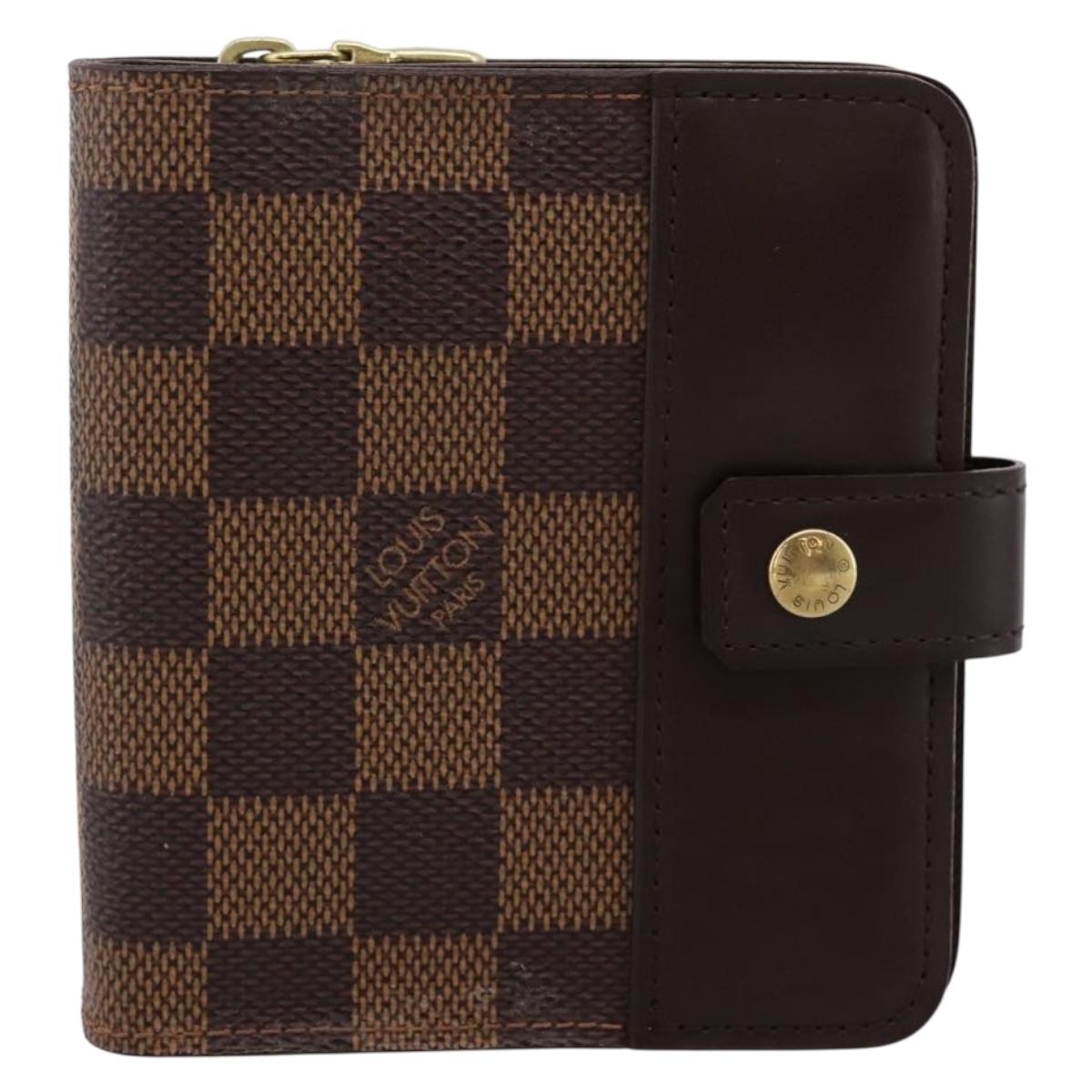 LOUIS VUITTON Damier Ebene Compact Zip Bifold Wallet N61668 LV Auth 202835