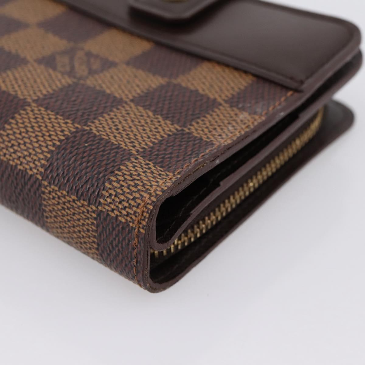 LOUIS VUITTON Damier Ebene Compact Zip Bifold Wallet N61668 LV Auth 202835