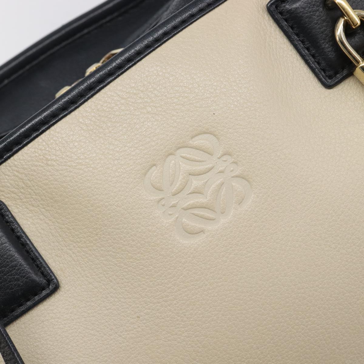 LOEWE Amazona 36 Hand Bag Leather Ivory Gold Tone Auth 202837