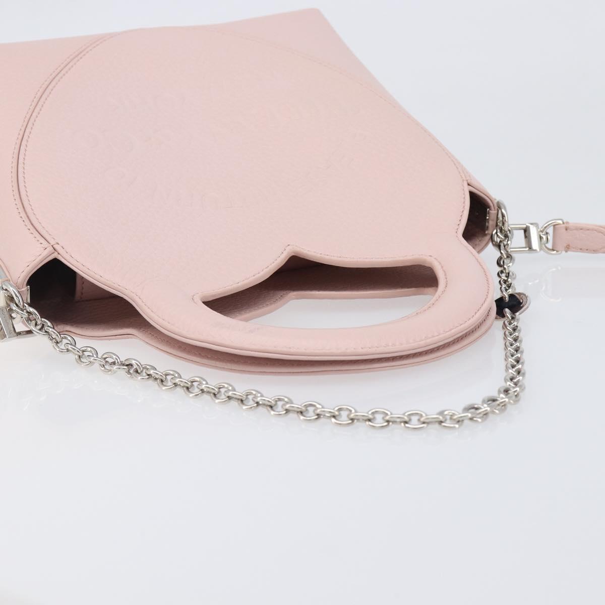 TIFFANY&Co. Return to Chain Shoulder Bag Leather 2way Pink Silver Auth 202840A