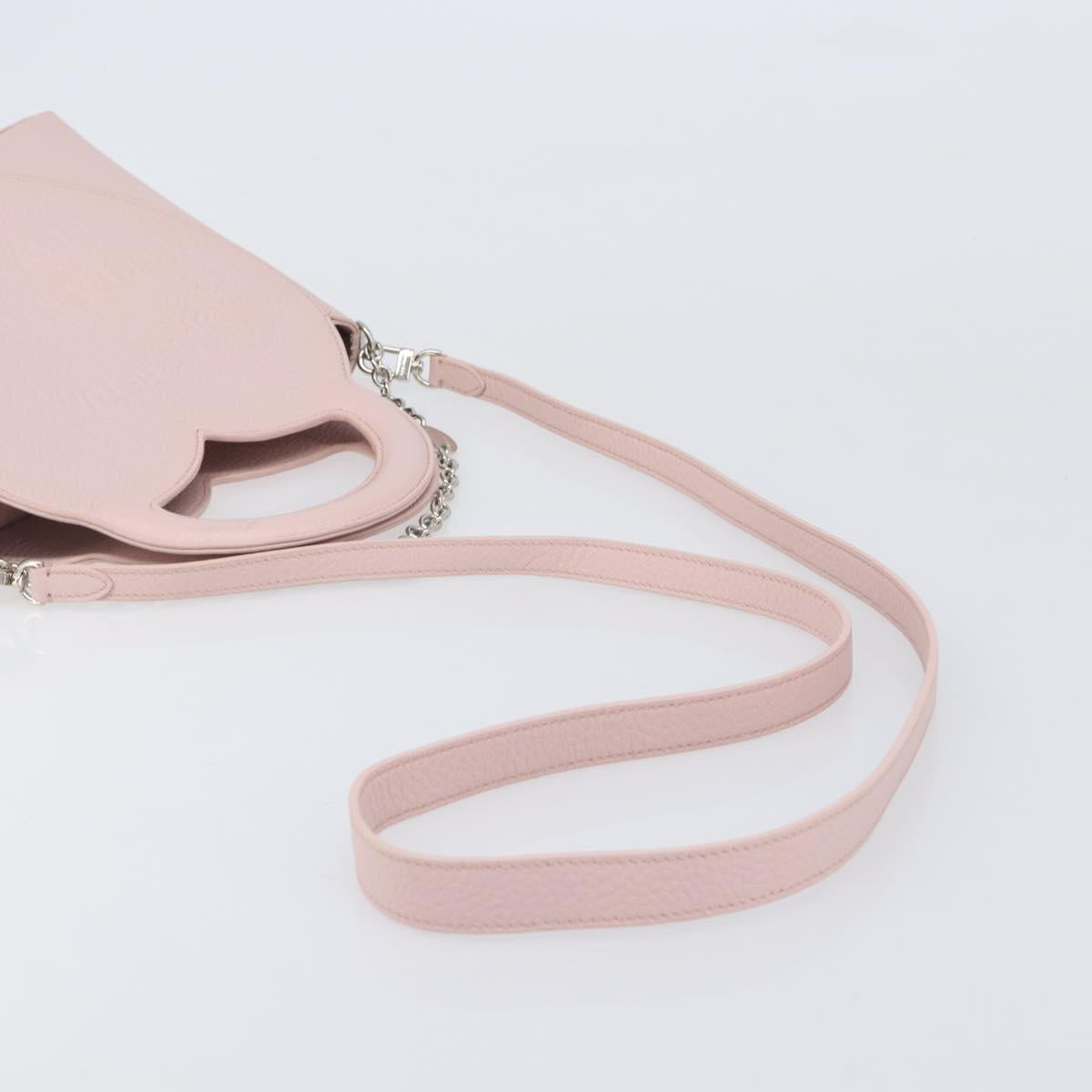 TIFFANY&Co. Return to Chain Shoulder Bag Leather 2way Pink Silver Auth 202840A