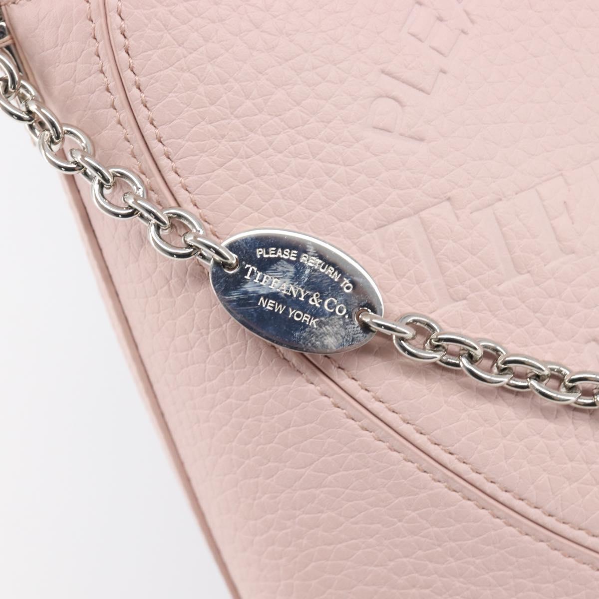TIFFANY&Co. Return to Chain Shoulder Bag Leather 2way Pink Silver Auth 202840A