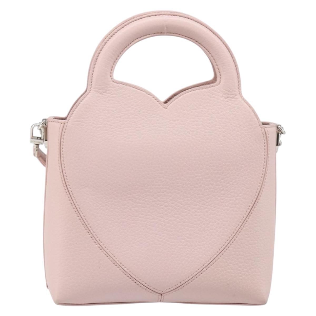 TIFFANY&Co. Return to Chain Shoulder Bag Leather 2way Pink Silver Auth 202840A