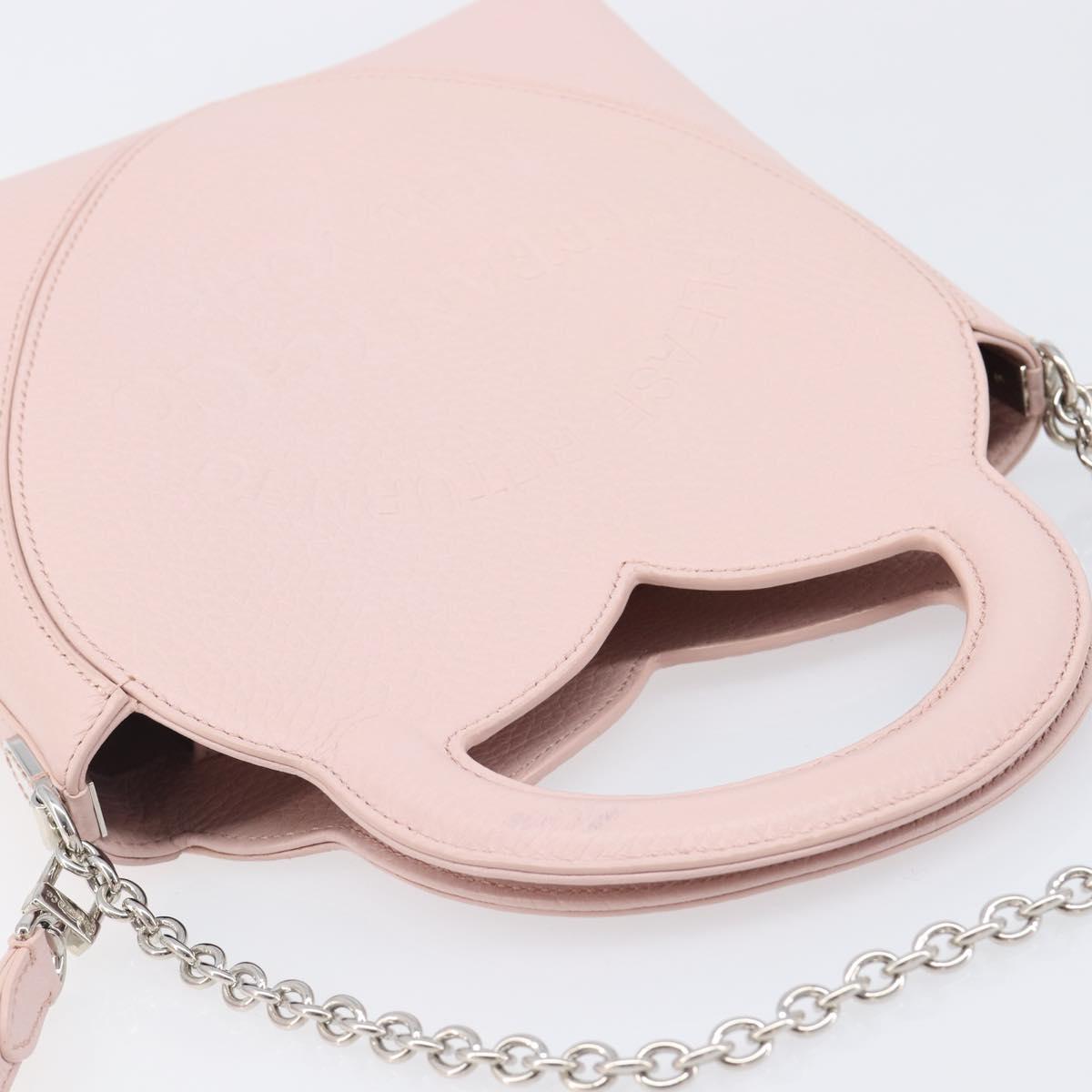 TIFFANY&Co. Return to Chain Shoulder Bag Leather 2way Pink Silver Auth 202840A