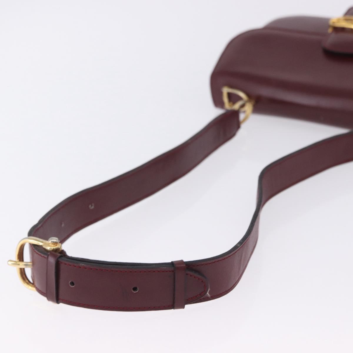 CELINE Shoulder Bag Leather Bordeaux Gold Tone Auth 202841