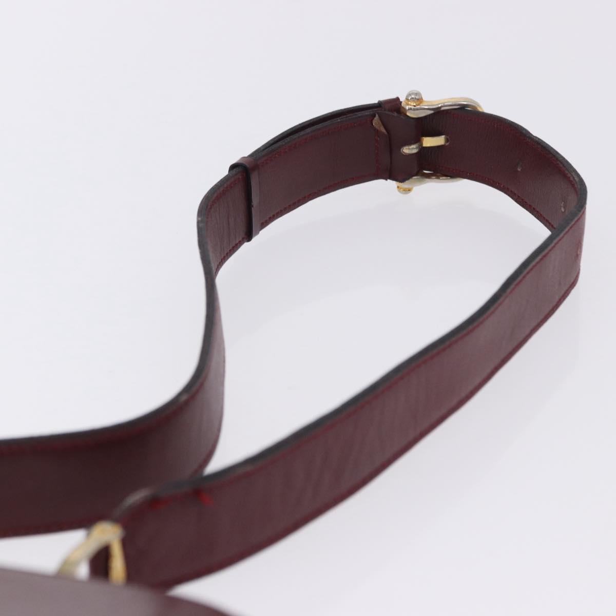 CELINE Shoulder Bag Leather Bordeaux Gold Tone Auth 202841