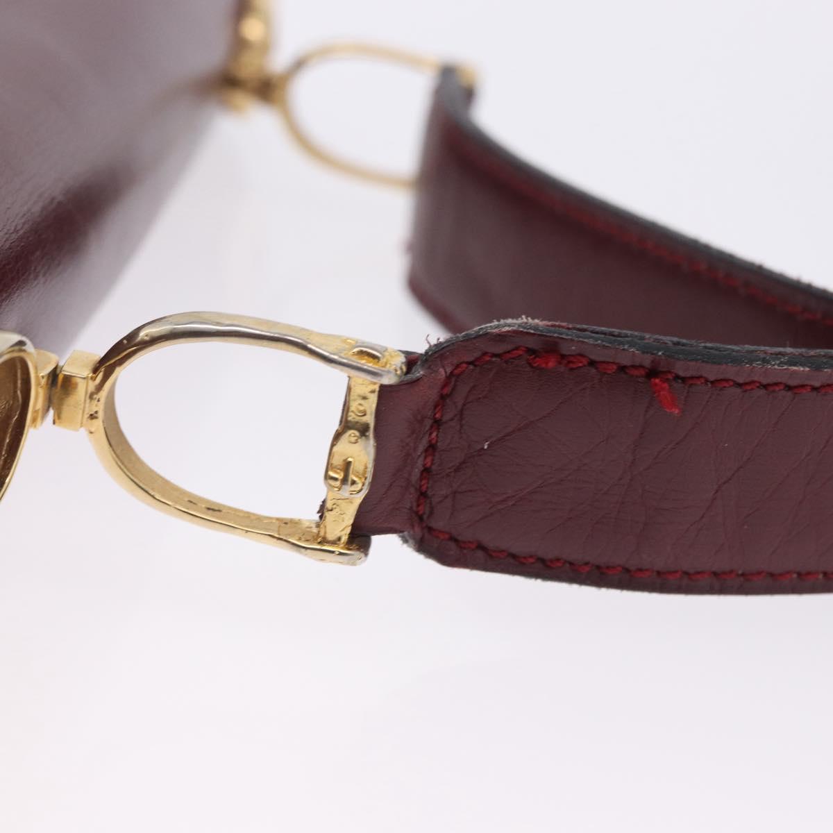 CELINE Shoulder Bag Leather Bordeaux Gold Tone Auth 202841