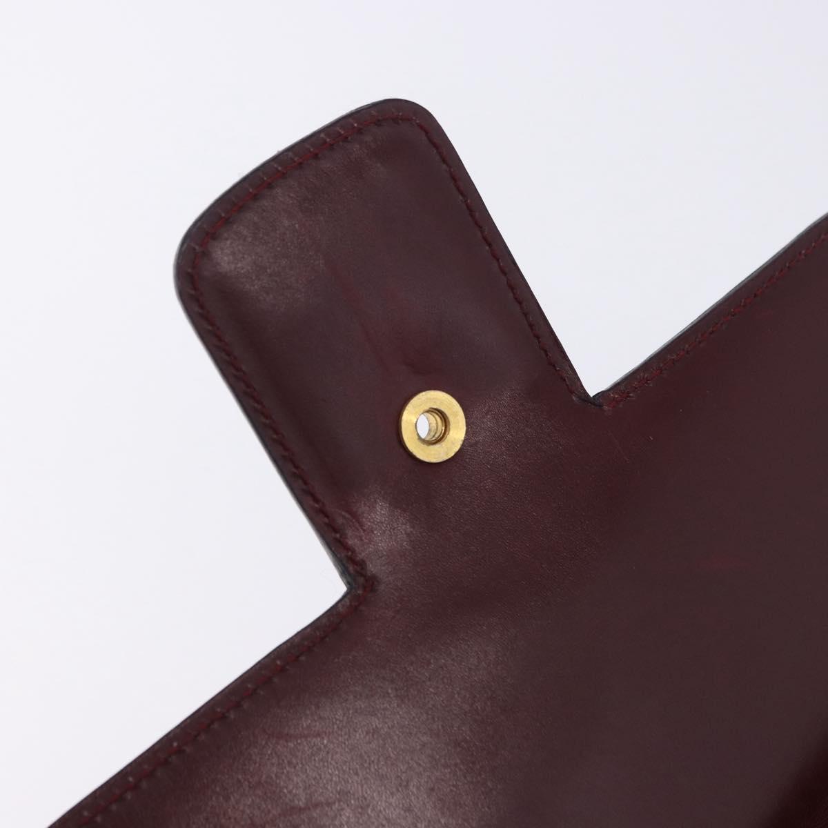 CELINE Shoulder Bag Leather Bordeaux Gold Tone Auth 202841