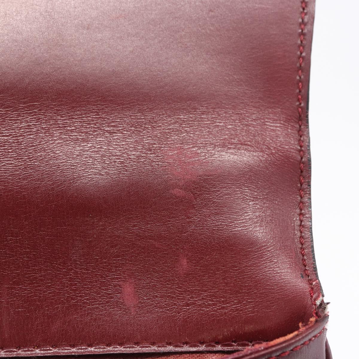 CELINE Shoulder Bag Leather Bordeaux Gold Tone Auth 202841