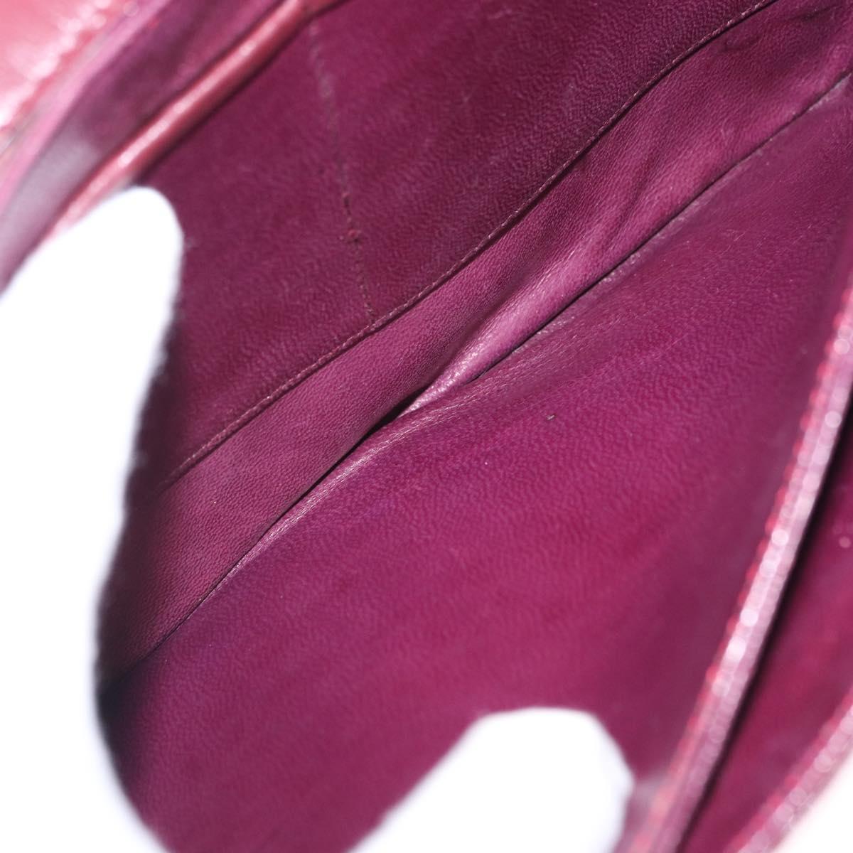 CELINE Shoulder Bag Leather Bordeaux Gold Tone Auth 202841