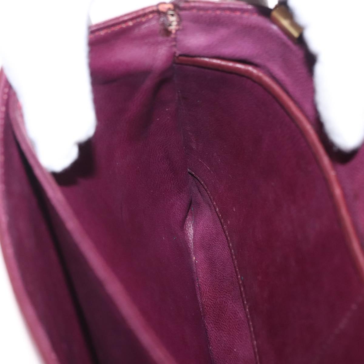 CELINE Shoulder Bag Leather Bordeaux Gold Tone Auth 202841