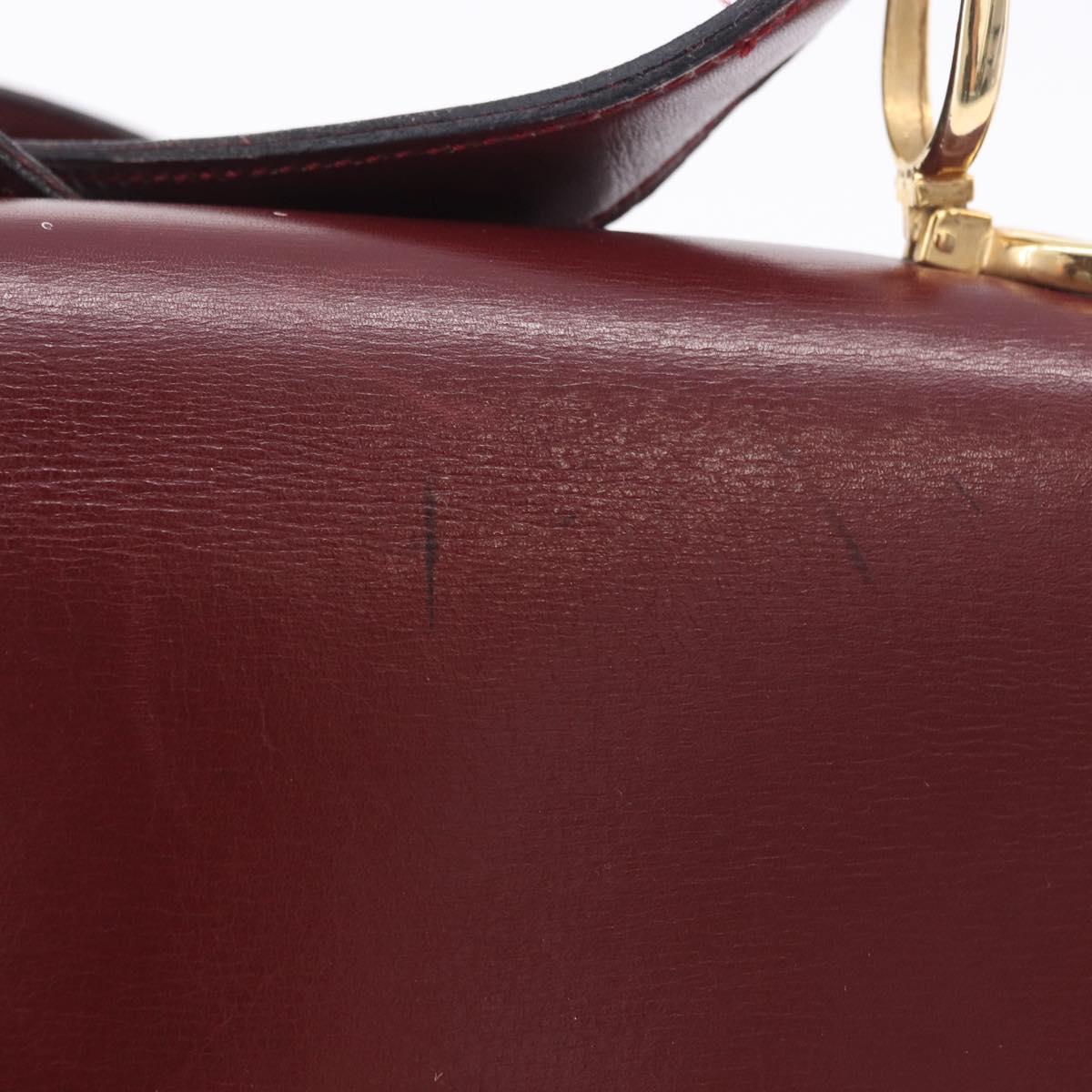CELINE Shoulder Bag Leather Bordeaux Gold Tone Auth 202841