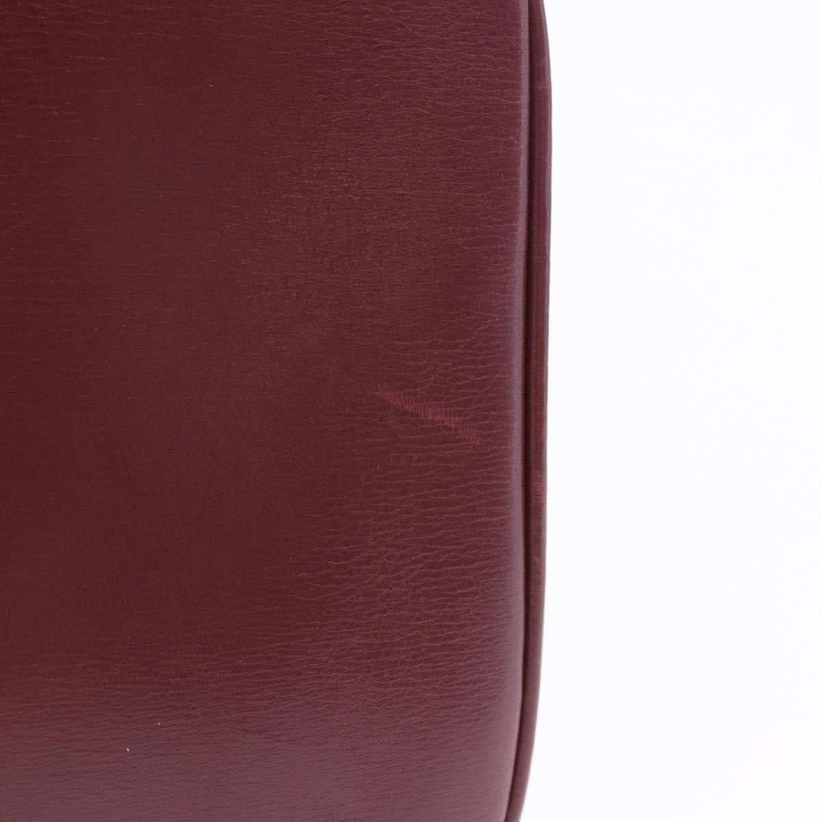 CELINE Shoulder Bag Leather Bordeaux Gold Tone Auth 202841