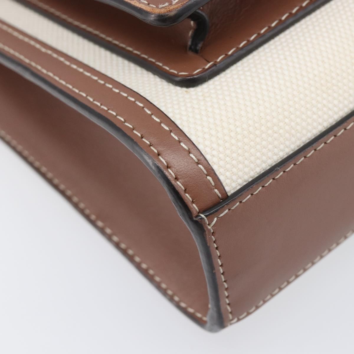 BURBERRY Hand Bag Canvas Beige Gold Tone Auth 202843