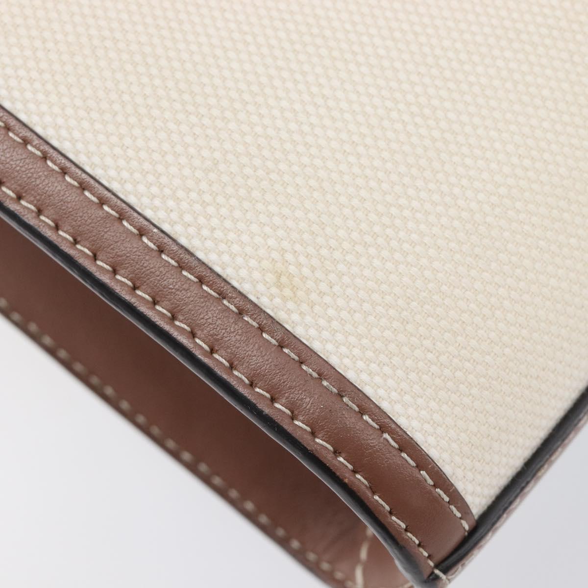 BURBERRY Hand Bag Canvas Beige Gold Tone Auth 202843
