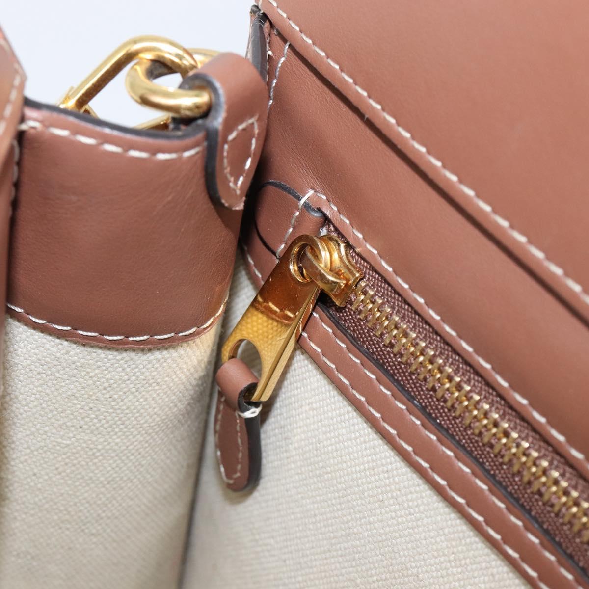 BURBERRY Hand Bag Canvas Beige Gold Tone Auth 202843