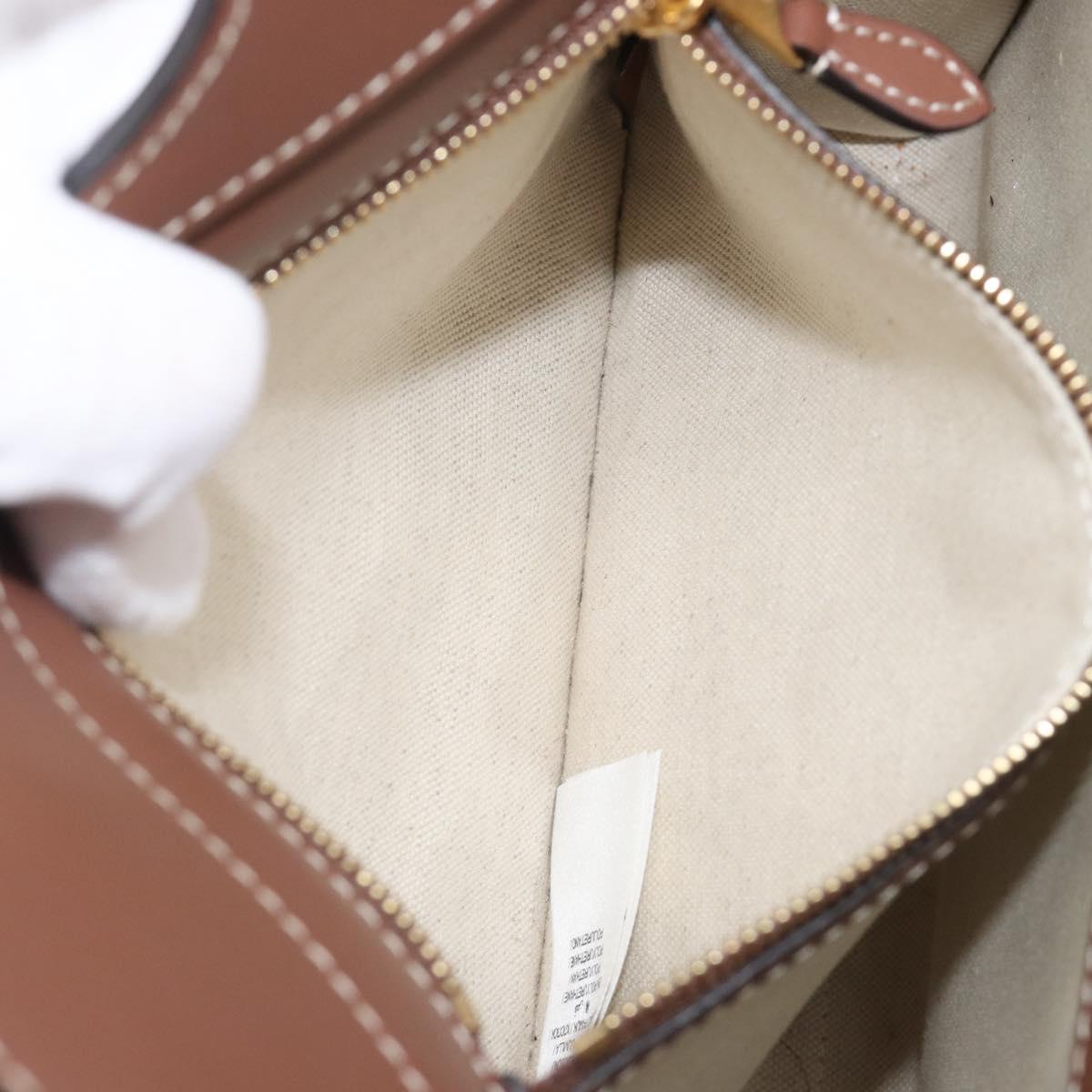 BURBERRY Hand Bag Canvas Beige Gold Tone Auth 202843