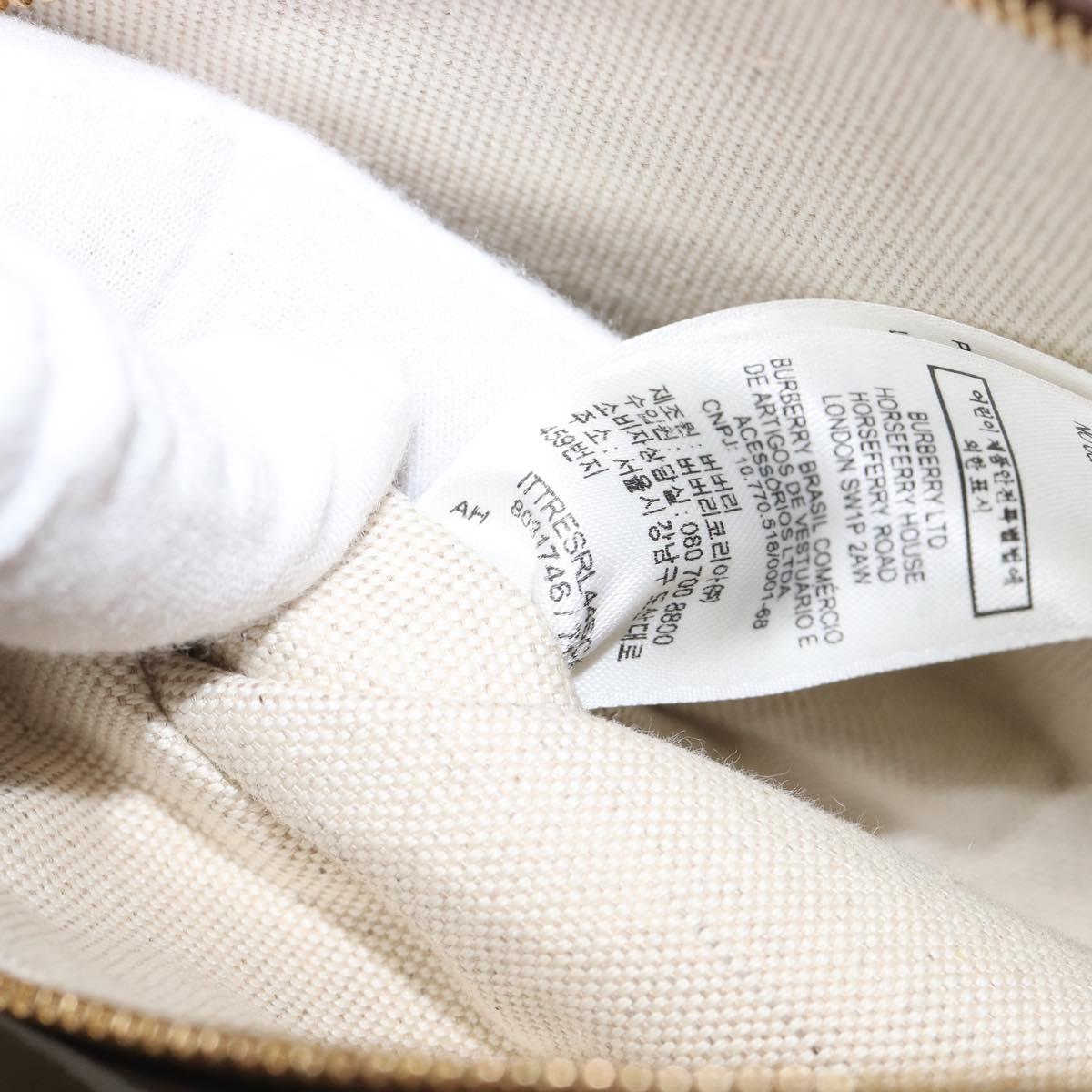 BURBERRY Hand Bag Canvas Beige Gold Tone Auth 202843