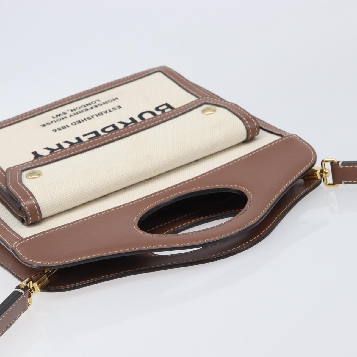 BURBERRY Hand Bag Canvas Beige Gold Tone Auth 202843