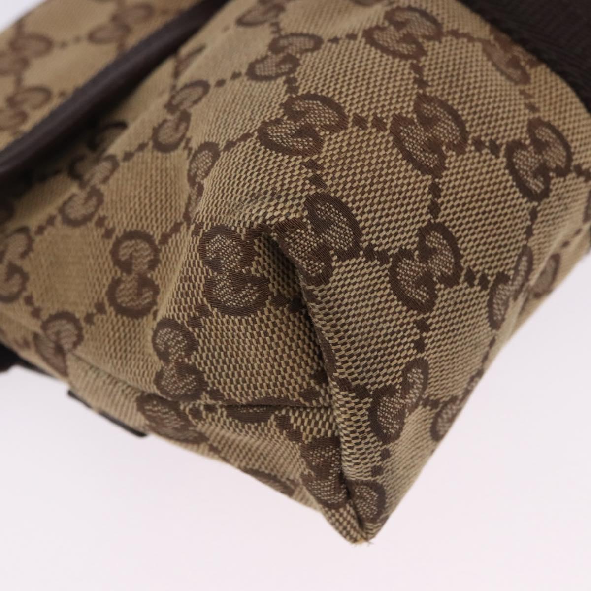 GUCCI GG Canvas Waist Bag Beige Silver 131236 Auth 202852