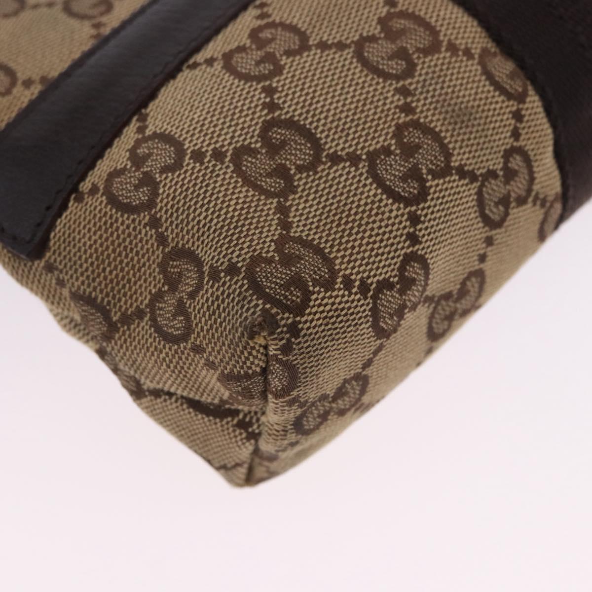 GUCCI GG Canvas Waist Bag Beige Silver 131236 Auth 202852