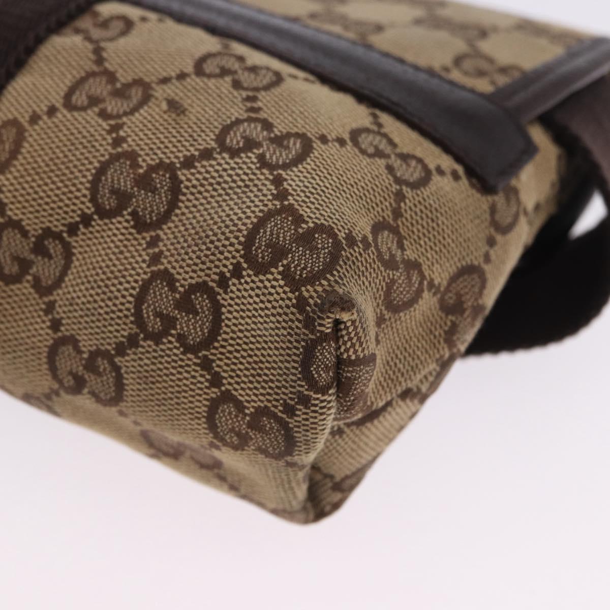 GUCCI GG Canvas Waist Bag Beige Silver 131236 Auth 202852