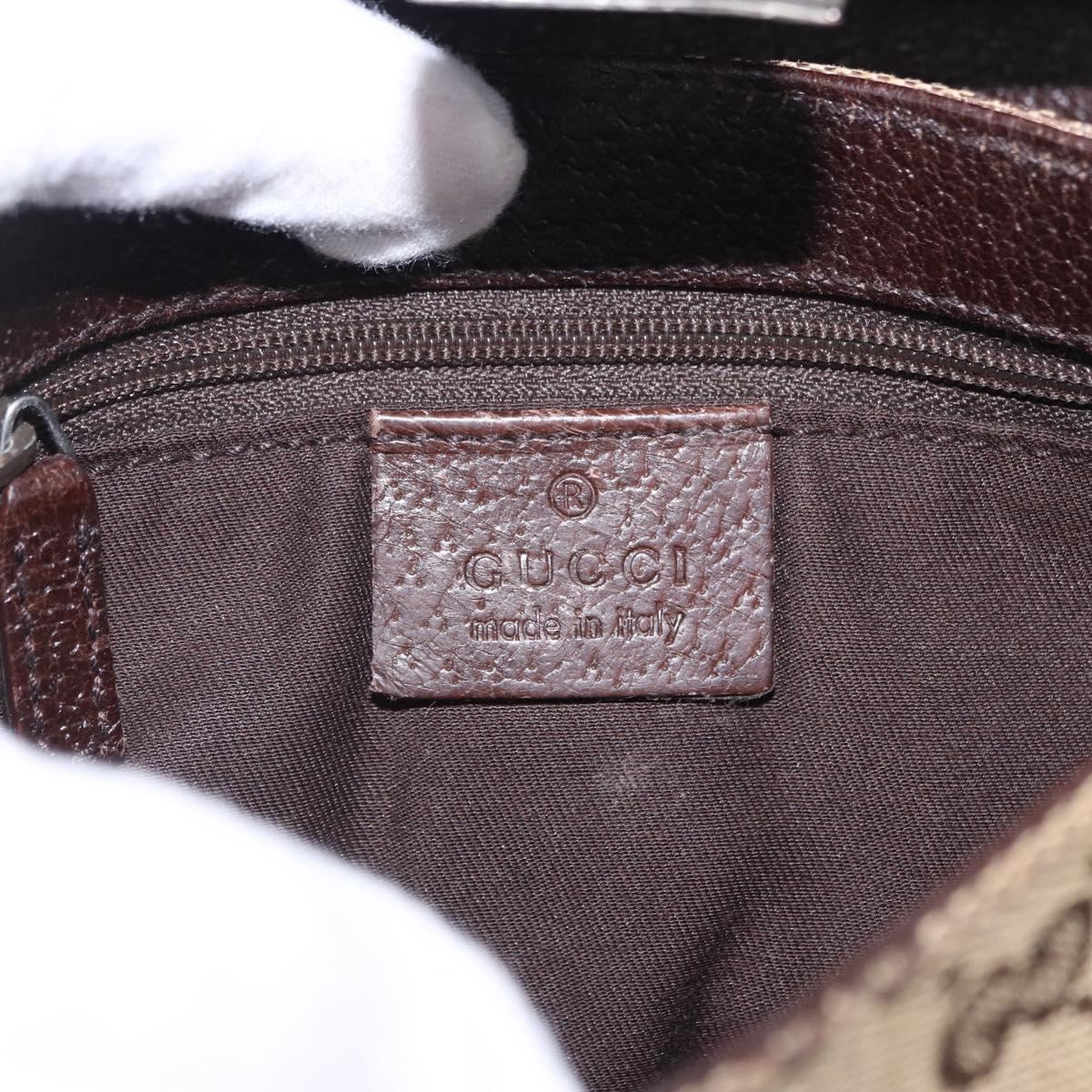 GUCCI GG Canvas Waist Bag Beige Silver 131236 Auth 202852