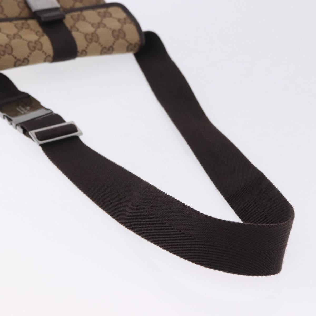 GUCCI GG Canvas Waist Bag Beige Silver 131236 Auth 202852