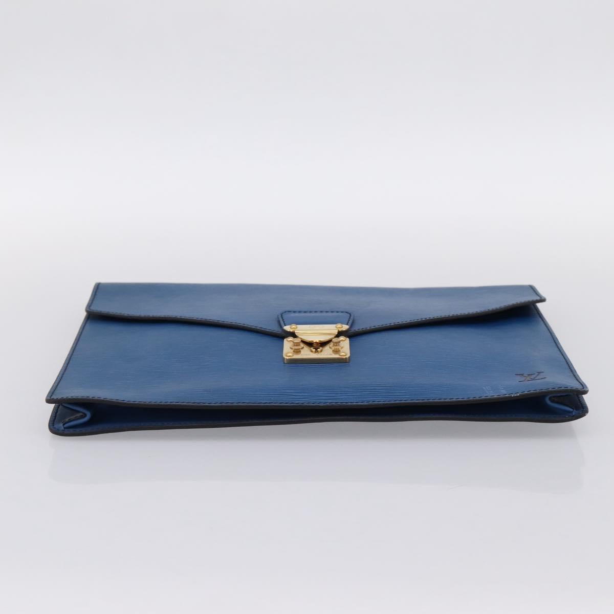LOUIS VUITTON Epi Porte Documents Senateur Clutch Bag Blue M54455 LV Auth 202853