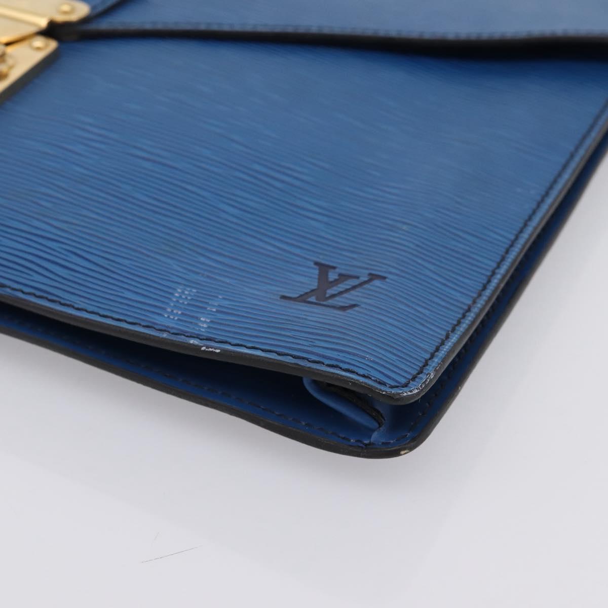 LOUIS VUITTON Epi Porte Documents Senateur Clutch Bag Blue M54455 LV Auth 202853