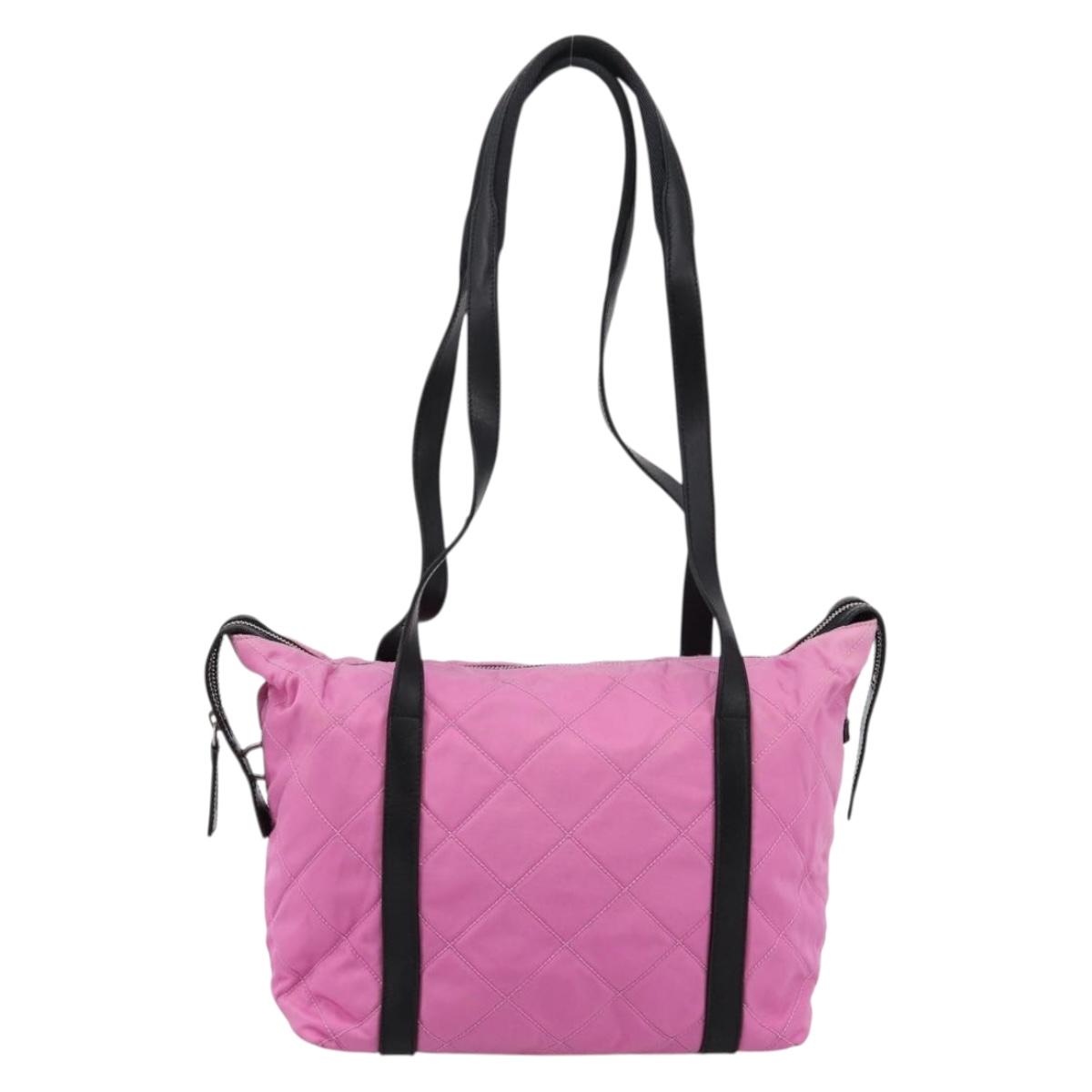 PRADA Shoulder Bag Nylon Pink Black Auth 202854