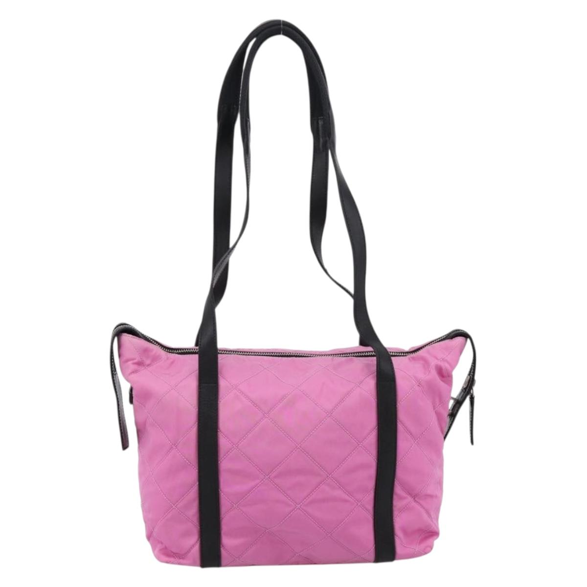 PRADA Shoulder Bag Nylon Pink Black Auth 202854